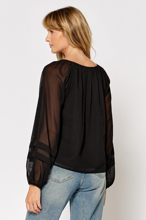 Pearl Embellished Chiffon Top